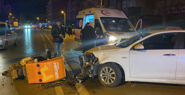Alkollü sürücünün kullandığı otomobil ile motosiklet çarpıştı