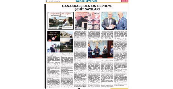 Çanakkale'den On Cepheye Şehit Sayıları