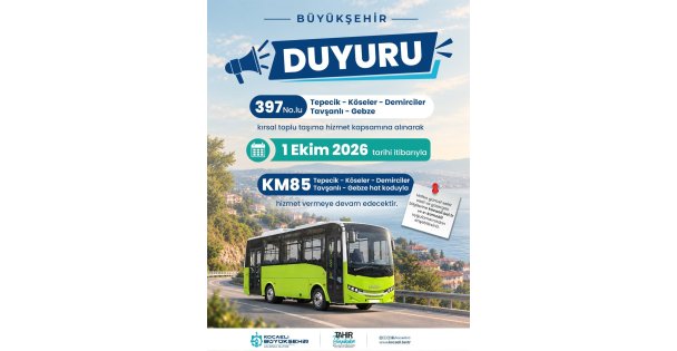 397 No'lu hat KM85 olarak sefer yapacak