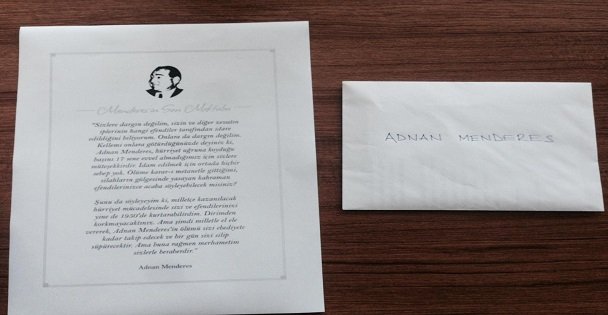 AK Gençler Menderes'in mektubunu dağıttı