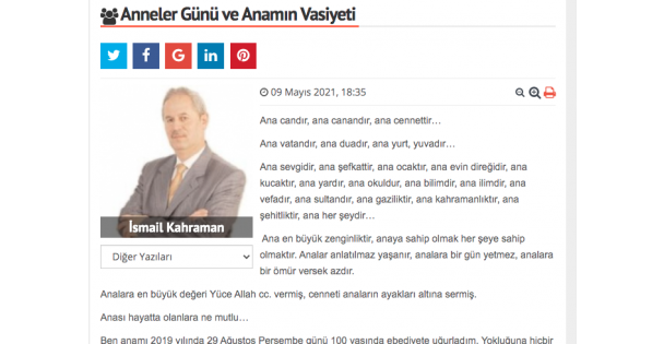 Anneler Günü ve Anamın Vasiyeti