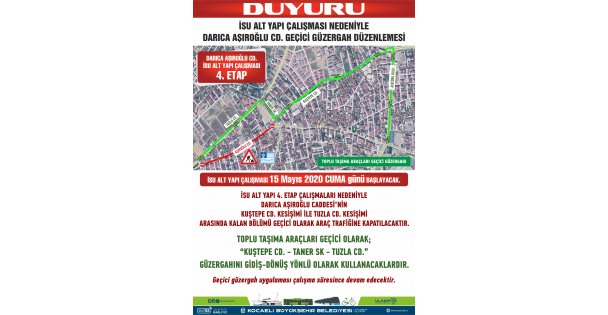 Aşıroğlu Caddesi'nde geçici güzergah uygulaması