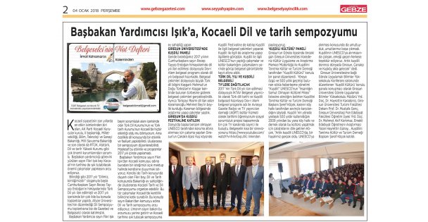 Başbakan Yardımcısı Işık'a, Kocaeli Dil Ve Tarih Sempozyumu Çağrısı