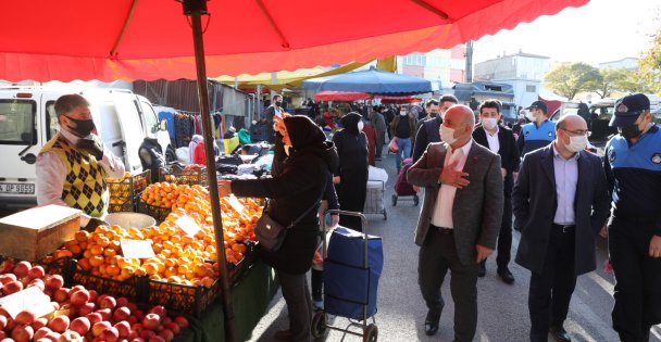 Başkan Bıyık'tan pazarda koronavirüs denetimi