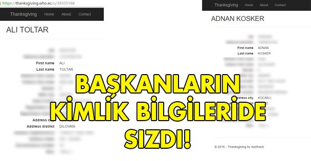 Başkanlarında kimlik bilgileri sızdı!