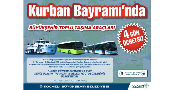 Bayramda ulaşım 4 gün boyunca ücretsiz