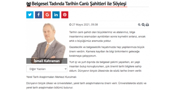 Belgesel Tadında Tarihin Canlı Şahitleri ile Söyleşi