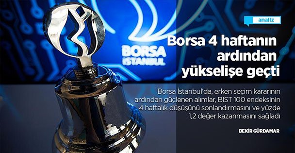 Borsa 4 haftanın ardından yükselişe geçti