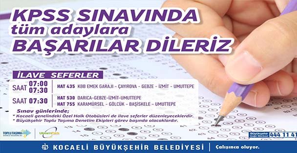 Büyükşehir'den KPSS için ek seferler