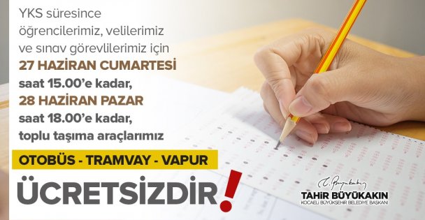 Büyükşehir'den YKS'ye gireceklere ücretsiz ulaşım