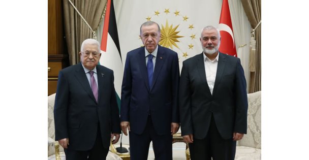 Cumhurbaşkanı Erdoğan, Filistin Devlet Başkanı Abbas ve Hamas Siyasi Büro Başkanı Heniyye ile görüştü