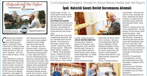 Cumhurbaşkanı Erdoğan'a  Kocaeli'nin Dünya Markası Hereke İpek Halı Raporu