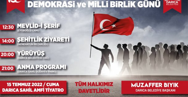 Darıca, 15 Temmuz'da demokrasi nöbetinde buluşacak