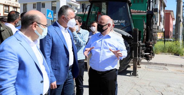 Darıca Battalgazi Caddesi'ndeki çalışmaları inceledi