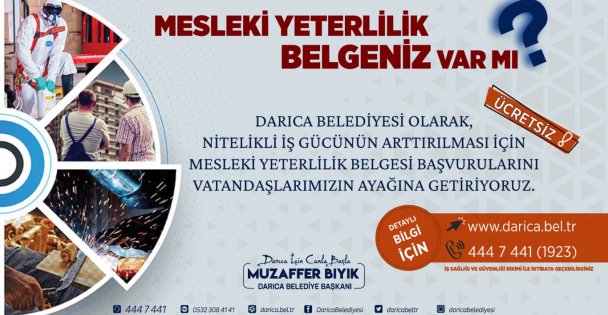 DARICA BELEDİYESİ'DEN ÜCRETSİZ 'MESLEKİ YETERLİLİK BELGESİ” HİZMETİ