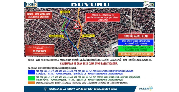 Darıca'da Geçici Güzergah Uygulaması