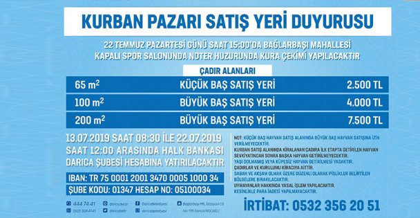 Darıca'da Kurban Pazarı alanı satışları başladı