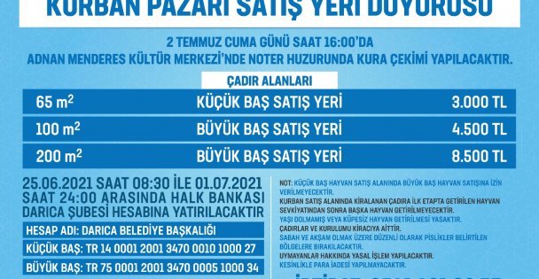 Darıca'da Kurban Pazarı Alanı Satışları Başladı