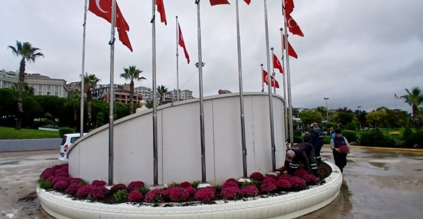 Darıca'da yeşil alanlar mevsimlik çiçeklerle renkleniyor
