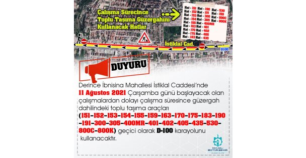 Derince İstiklal Caddesi'nde Altyapı Çalışması