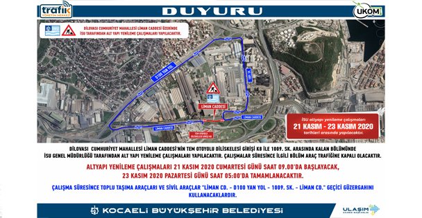 Dilovası'nda Geçici Güzergah Uygulaması