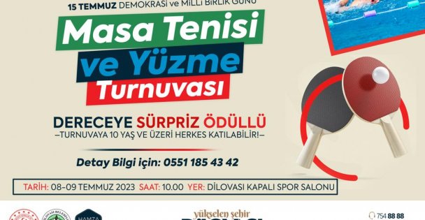 Dilovası'nda Ödüllü Masa Tenisi Ve Yüzme Turnuvası