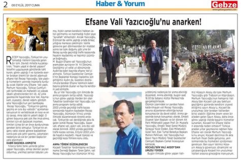 Efsane Vali Yazıcıoğlu'nu Anarken