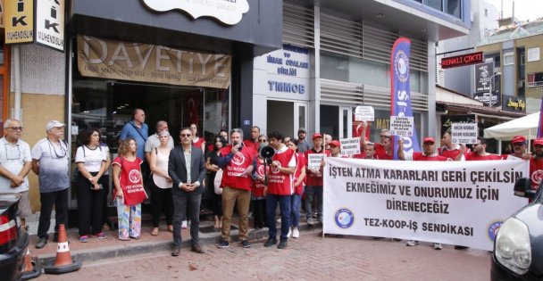 EMO önünde eylem: 'Atılan işçileri geri alın”