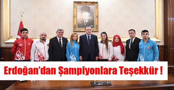 Erdoğan'dan  Kağıtsporlu şampiyonlara teşekkür