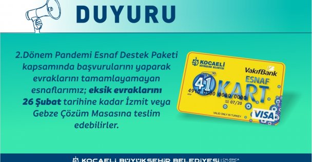 Esnaf Destek Paketi'nde Süre Uzatıldı