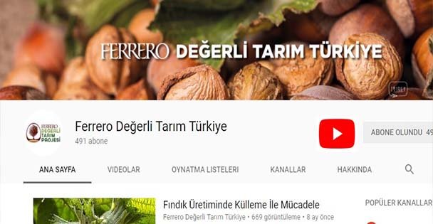 Ferrero Değerli Tarım Türkiye; Youtube'da