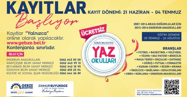 Gebze Yaz Okulları Başlıyor