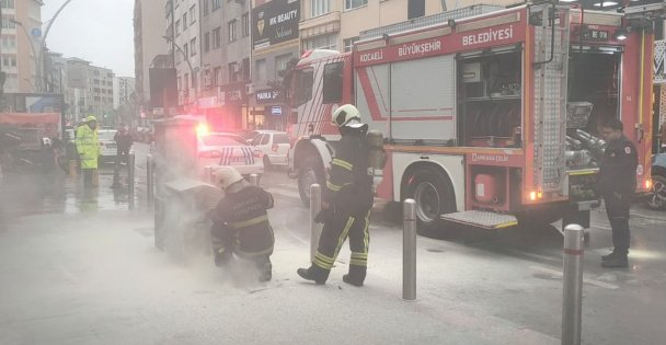 Gebze'de Çarşı içinde yanan trafo söndürüldü