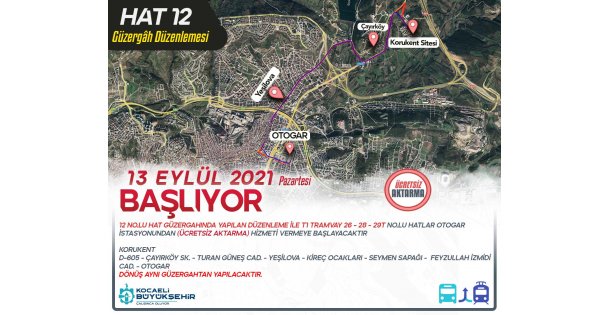 Hat 12'de Ücretsiz Aktarmalı Ulaşım