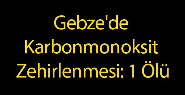 Karbonmonoksit Zehirlenmesi: 1 Ölü