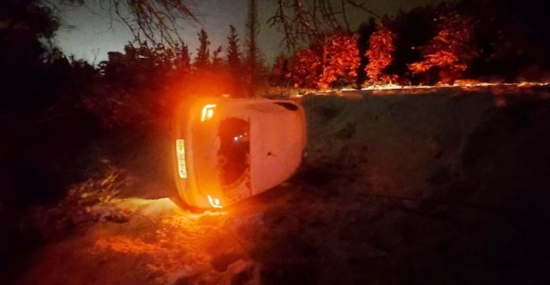 Karda Kaydı Şarampole Yuvarlandı