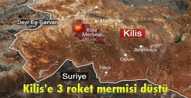 Kilis'e 3 roket mermisi düştü