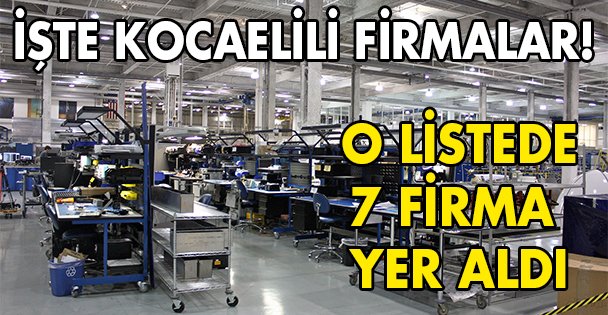 Kocaeli'den 7 şirket listeye girdi!