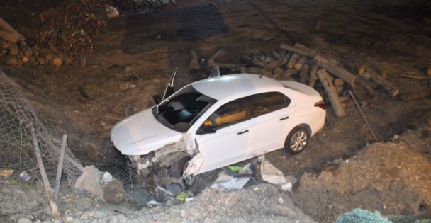 Kontrolden Çıkan Otomobil Kütük Dolu Alana Uçtu