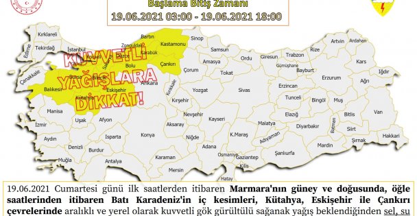 Kuzeybatı Kesimlerde Beklenen Kuvvetli Yağışlara Dikkat!