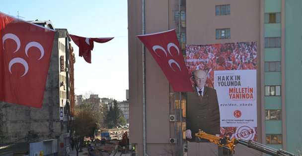 MHP binasına pankart!