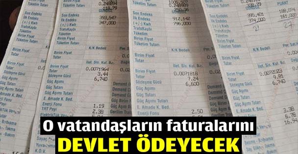 O vatandaşların faturalarını devlet ödeyecek