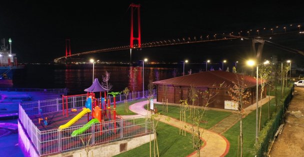 Osmangazi Köprüsü manzaralı  sahil parkı tamamlandı