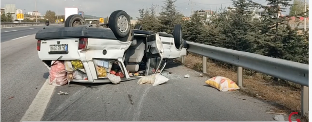 Otomobil TEM'de Takla Attı: 6 Yaralı