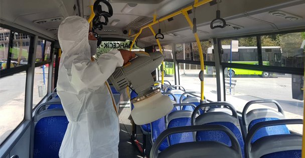 Özel halk otobüsleri periyodik olarak dezenfekte ediliyor