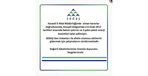 Sedaş kesinti programını iptal etti