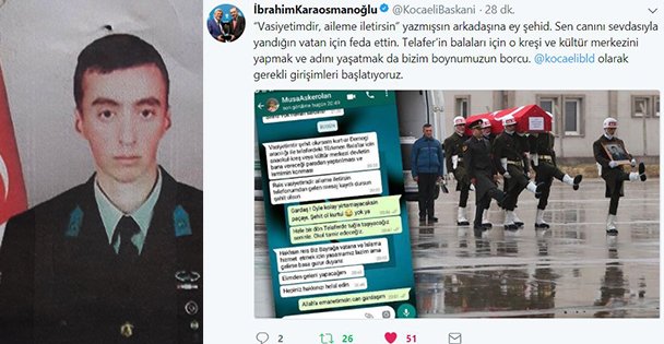 Şehidimizin vasiyetine sahip çıkıyor