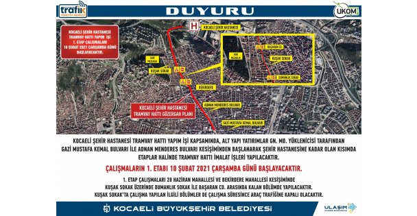 Şehir Hastanesi Tramvay Hattı İçin Yol Kapatılacak