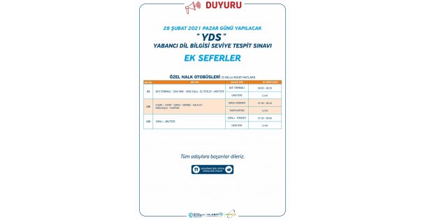 Sınavlar İçin Hafta Sonu Ek Seferler Yapılacak