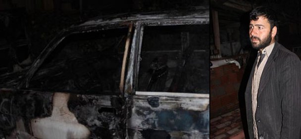 Suriyeli seyyar satıcının otomobili yandı